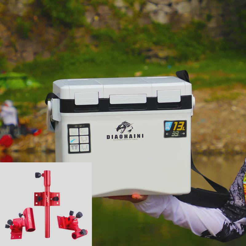 13L - SMALL FISHING BOX - BLACK AND WHITE (SKY WINDOW) + THREE SETS OF RED
